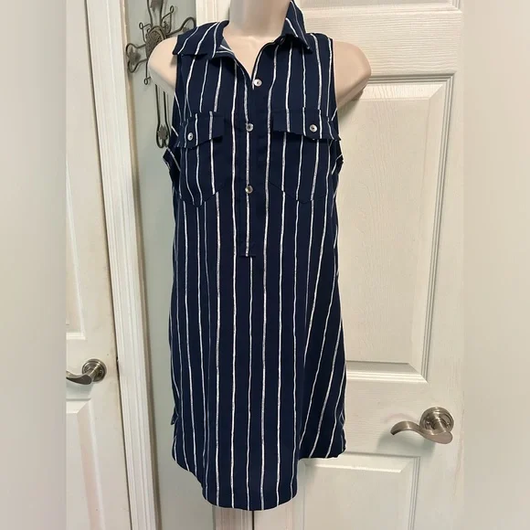 Abercrombie & Fitch | Dresses | Abercrombie Fitch Shift Shirt Dress Small  Navy White Dress Summer Casual | Poshmark